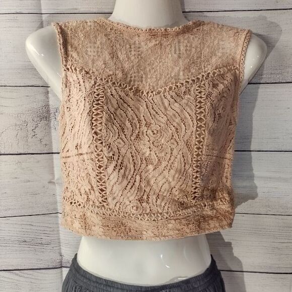 Xhilaration Tops - Xhilaration Dusty Rose Pink Lace Crop Top Size XXS